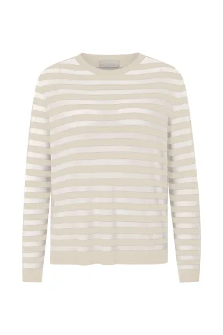 Rich & Royal - Superlight Crew Striped caffee latte - Gr. - M