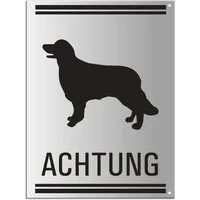 OFFORM DESIGN Warnschild Achtung Hund 200 x 150 mm 4-fach gelocht Aluminium matt eloxiert