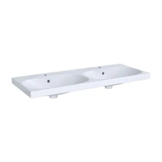 Geberit Acanto Doppelwaschtisch 500627018 120 x 48,2 cm, mit Hahnlöchern, mit Überlauf, weiß KeraTect