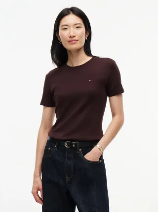 SLIM CODY C-NK S/S TEE Chocolate - Gr. - S