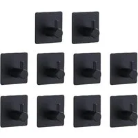 TECBULL Handtuchhaken Klebehaken aus Edelstahl, Wandhaken selbstklebend, V1, Küche, Bad, Flur, Ankleide, Waschküche, Gästezimmer, WC, Badezimmer, Schlafzimmer, etc, (10-St), rostfrei durch hochwertiges Edelstahl