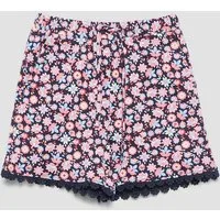 s.Oliver Shorts Leggings Jersey-Shorts mit All-over-Print und Spitzen-Detail