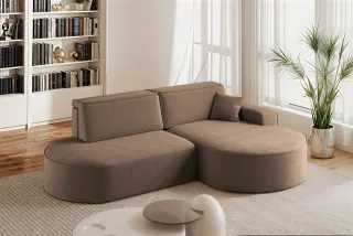 Ecksofa Schlafsofa Sofa VENEDIG Stoff Salvador Braun Ottomane Rechts