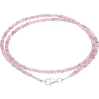 Lebensquelle Plus Kette ohne Anhänger Rosenquarz 2 mm Perlenkette facettiert, 45 cm + Silberverschluss