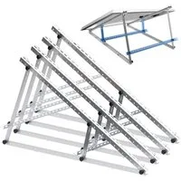 Rhein Beleuchtung Solarmodul 118 cm Verstärkte Solarpanel Halterung & Balkonkraftwerk Halterung, 0 W, Eloxiertes Aluminium & Edelstahl, (Set, 2-St., Solarmodul Halterung für Balkon, Wohnmobil - Ohne Bohren), Neigungswinkel 0-90° verstellbar - Robust,