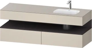 Duravit Qatego Einbauwaschtisch mit Konsolenwaschtischunterbau Taupe Supermatt 1600x550x600 mm - QA4 QA4796080830010