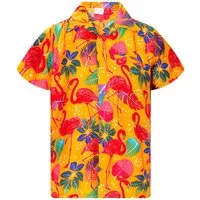 King Kameha Hawaiihemd Funky Flamingos Hawaii-Hemd Kurzarm Front-Tasche Stylish Unisex