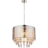 GLOBO LIGHTING LED-Hängeleuchte, Leuchtmittel nicht inklusive, Kristall Hänge Leuchte Textil Pendel Schlaf Zimmer Beleuchtung