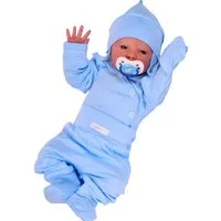 La Bortini Body & Hose Baby Anzug 3Tlg Wickelbody Hose Mütze Body aus reiner Baumwolle, 44 50 56 62 68 74 80