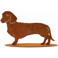 Rostikal Gartenfigur Dackel Rostfigur – Hundefigur aus Metall für Garten & Terrasse, Hundefigur Dackel aus Edelrost – Deko für Beet, Terrasse & Balkon