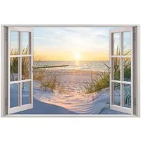 nikima Wandtattoo 153 Wandtattoo Fenster - Ostseestrand Maritim - Größe 750 x 500 mm (PVC-Folie), in 5 vers. Größen