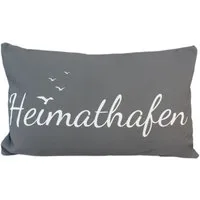 Bada Bing Dekokissen Kissen mit Spruch Deko "Heimathafen" - ca. 53 x 31 cm