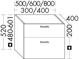Burgbad Unterschrank Sys30 PG2 Echo 520x400x400 Weiß Matt, WYGU040464 WYGU040464