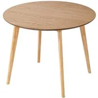 LIM HOME Esstisch SWT001 (Packung, 1-St), Eichenholz-Tischbeine und Eichefurnier Esstischplatte Rund, Ø 80 cm