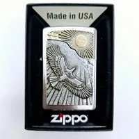 Zippo Feuerzeug chrom gebürstet Emblem Eagle Sun Fly, Adler und Sonne, Zippo das Original - made in USA -