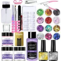KINSI Nageldesign Zubehör Nagelkunst Kristallpuder Set, Crystal Powder Liquid Set, 20 Stück, Nagelverlängerungspuder, Maniküre-Kit Werkzeuge, DIY-Nagelkunst