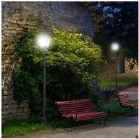 Outsunny Außen-Stehlampe Gartenlaterne, Laterne, Gartenleuchte, 30/60 Lumen, Kunststoff Schwarz, Solarbetrieb, wasserdicht, LED fest integriert, Weiß, Ø26.5 x H177 cm
