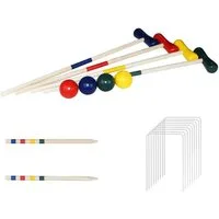 FIVMEN Spielzeug-Gartenset Krocket-Set Spiel, Crocket für 4 Spieler, (Der Garten Spielspaß, für den Außenbereich - Holz)