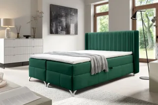 Boxspringbett Schlafzimmerbett DAMIEN 160x200cm Stoff Salvador Flaschengrün