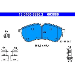 ATE Bremsbel?ge hinten VW Crafter Grand 2,0