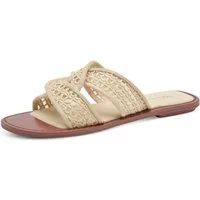 Tamaris Pantolette Sommerschuh, Schlüpfschuh, Flat mit Baststickerei