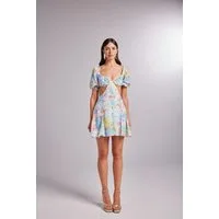 HOLLY LOLLY Midikleid Blumen Mini Ballonärmel Kleid