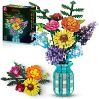 Esun Blume Bausteine für Erwachsene, Bauspielzeug, Blumenstrauß Spielzeug Spielbausteine, (SET, 1853 St., Komplettset), Valentinstag Frauen Kinder Jungen Mädchen 1853 St.