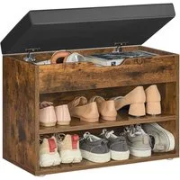 VASAGLE Schuhbank Sitzbank mit gepolstertem Kissen, Schuhregal mit 3 Ebenen, platzsparend, vielseitig einsetzbar, für Flur, Wohnzimmer