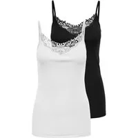 ONLY Longtop ONLLULU LACE SINGLET 2PACK CS JRS (Packung, 2-tlg)