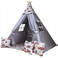 Pamek Spielzelt Spielzelt Tipi für Kinder Bodenmatte Kissen +Stabilisator (7-tlg) Sehr weiches Materiall.