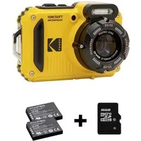 Kodak Pixpro WPZ2 Wasserdichte Kamera, + 2 Ersatzakkus und 16 GB WPZ2YL6 Kompaktkamera (Bildstabilisierung, WiFi, Wasserdicht, Unterwasserkamera, Stoßfest)