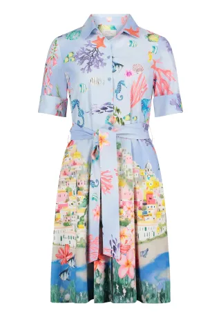 Robe Légère - Hemdblusenkleid Light Blue/Red - Gr. - 44