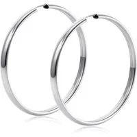Materia Paar Creolen Damen Silber breit Ø48mm SO-466, 925 Sterling Silber, rhodiniert