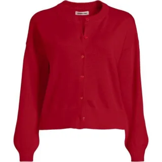 Kurzer Feinstrick-Cardigan aus Baumwolle für Damen, Damen, size: regular, Rot, Baumwolle, by Lands' End