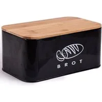 Zedelmaier Brotkasten Brotdosen aus Metall mit ökologischem Naturdeckel (als Schneidebrett), (MBH003&4), Geräumiger Retro Brotkasten aus Metall mit Holzdeckel, runder Rand