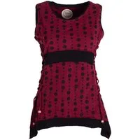 Vishes Shirttop Damen Sommer-Top Zipfel-Top Punkte T-Shirt mit Bändern zum Schnüren Hippie, Goa, Guru Style
