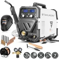STAHLWERK Schutzgasschweißgerät Schweißgerät MIG MAG 200 ST Plus Vollausstattung, 20 - 200 A, Packung, 1-tlg., Vollausstattung, IGBT Inverter mit 200 A