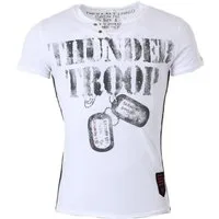 Key Largo T-Shirt für Herren Thunder Troop button Army Print Motiv vintage Look MT00114 V-Auschnitt bedruckt kurzarm slim fit