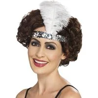 Metamorph Kostüm 20er Glitzer Stirnband weiß, Schmückendes Accessoire im typischen Flapper-Design