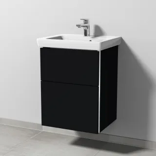 Sanipa 3way Waschtischunterbau zu Villeroy & Boch Subway 2.0 Waschtisch mit 2 Auszügen, Schwarz-Matt BS61008