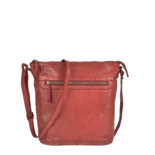 Umhängetasche Damen 3 Reißverschlussfächer Leder rot 30x27x7cm | Bear Design Erna. Ein praktischer Organizer für einen geordneten Arbeitsalltag.