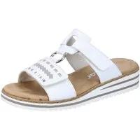 Rieker Pantolette, Keilabsatz, Sommerschuh, Schlappen mit praktischen Klettriemchen