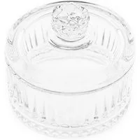 Almina Schale Elisa Glasschale mit Deckel und Riffle Design 105 x 100 mm, Glas