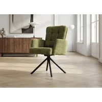 Massivart® Polsterstuhl drehbar, Esszimmerstuhl mit Wippfunktion & Taschenfederkern, »Hedia«, Armlehnen · Chenille-Optik · Metallgestell schwarz