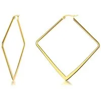 Kingka Paar Creolen für Damen viereckige Creolen Ø 68mm Ohrringe Edelstahl goldfarben (2-tlg), Damen Schmuck, perfekte Geschenkidee zu Geburtstag, Weihnachten