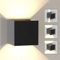 ZMH LED Wandleuchte Außenwandleuchte Schwarz Up Down 7W Wandstrahler Wand Treppenhaus, ‎Energieeffizient, LED fest integriert, 3000k, Außenleuchte Flur