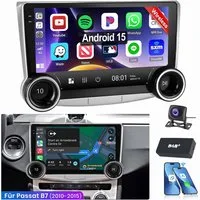 ESSGOO 10,1 Zoll 4+64GB Android 15 Für VW Passat B7 2010-2015 Autoradio (RDS, Digitalradio (DAB), FM, AM, Apple Carplay Android Auto GPS Navi WIFI BT EQ SWC)