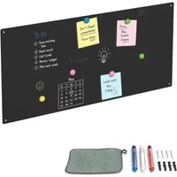 relaxdays Magnettafel Stahl beschreibbar, (13-tlg), schwarz, 70 x 30 cm