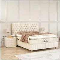 gowoll Boxspringbett bett 180 x 200 - 160 x 200 - Boxpringbett 140x200 Comfort, H3 Matratze (7 Zonen Allergenfrei & Atmungsaktiv, Orthopädische Matratze mit Topper, 1x Matratze, 2x Bettkasten, 1x Kopfteil), mit Komforteinstiegshöhe von 67cm