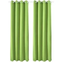 Beautissu Vorhang 2er Set Thermovorhang Gardine Grün Amelie TO, 140x245cm, Ösenvorhang isolierend Kälte- & Hitzeschutz Vorhang Wohnzimmer